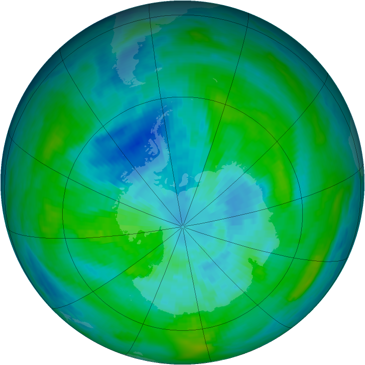 Antarctic ozone map for 22 March 1979
